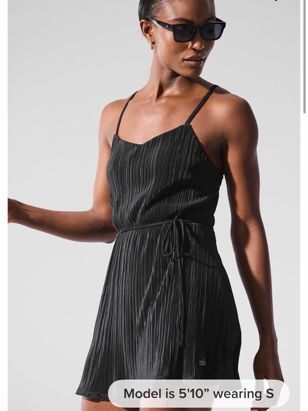 ALO Micro Plisse Game On Tennis Dress with Tie Waist
